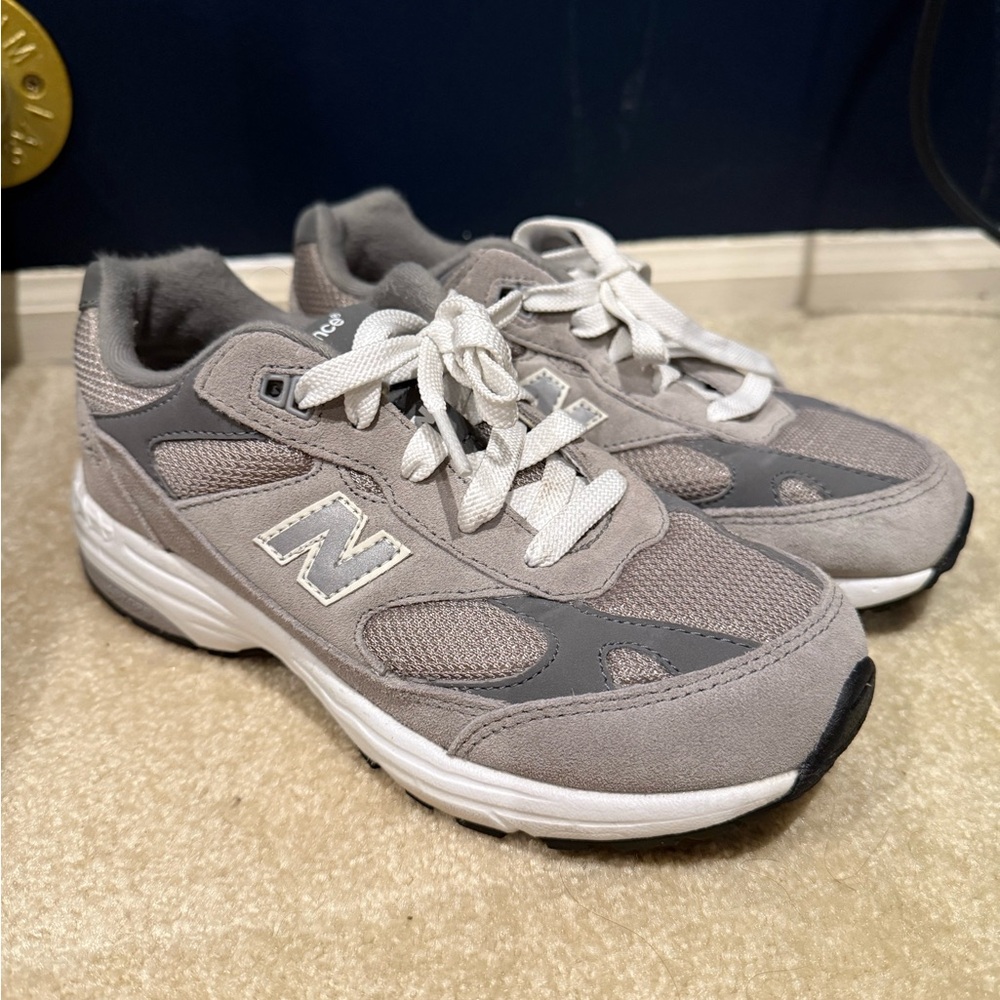 New Balance Kids Gray Mesh Suede Sneakers